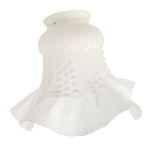 Set Of 4 Frosted Glass Lamp Shades With Ruffled Edge & Textured Pattern - Picture 5 of 6